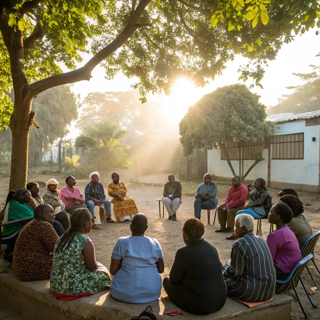 Participants in an intercultural workshop, sharing stories and experiences from their different backgrounds.